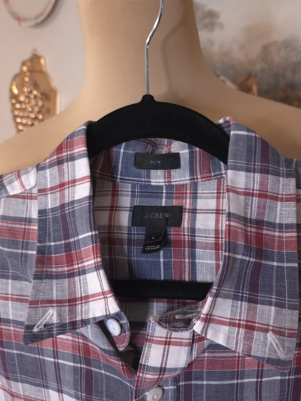 J.Crew Slim Irish Linen Plaid Button-Down Shirt Preppy Classic Old Money
